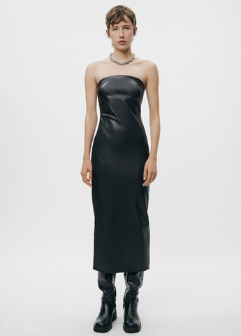 Женское демисезонное Платье с открытыми плечами Zara однотонное