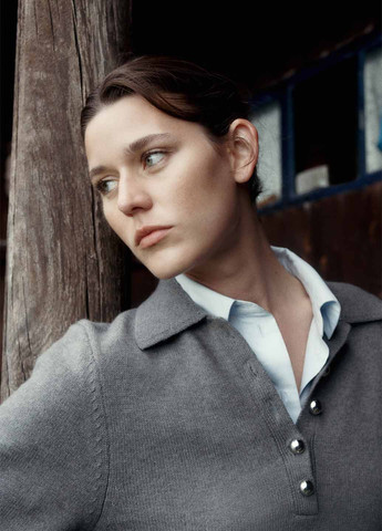 Сіра кежуал сукня поло, сукня светр H&M меланжева