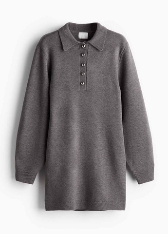 Сіра кежуал сукня поло, сукня светр H&M меланжева