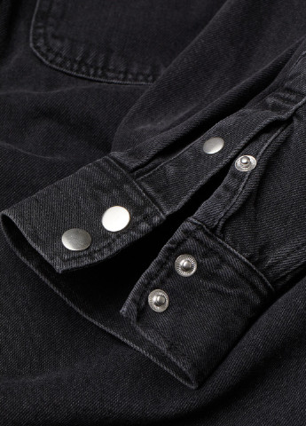 Темно-серая джинсовая рубашка однотонная H&M
