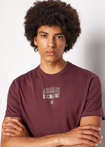 Бордовая футболка Armani Exchange