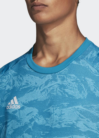 Голубой демисезонный спортивный лонгслив adidas с абстрактным узором