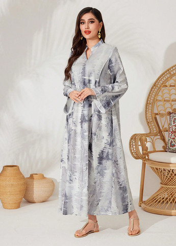 Серое кэжуал платье а-силуэт SHEIN тай-дай