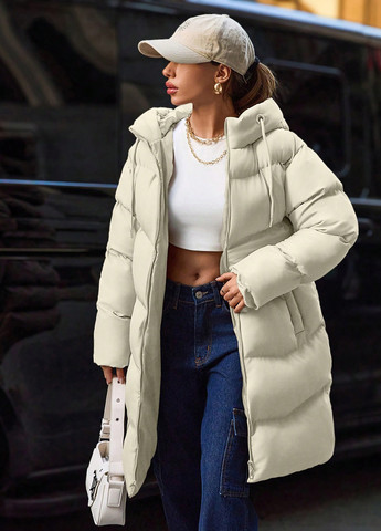 Светло-бежевая зимняя куртка куртка-пальто SHEIN