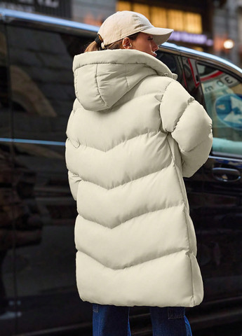 Светло-бежевая зимняя куртка куртка-пальто SHEIN