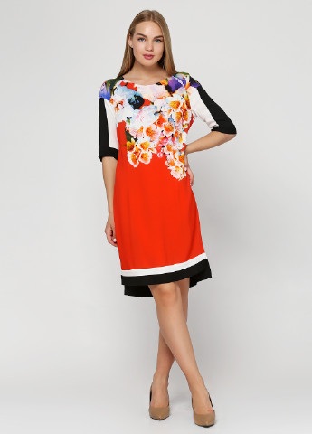 Красное кэжуал платье Cavalli Class с цветочным принтом