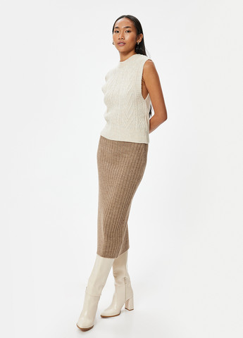 Светло-коричневая кэжуал меланж юбка KOTON карандаш