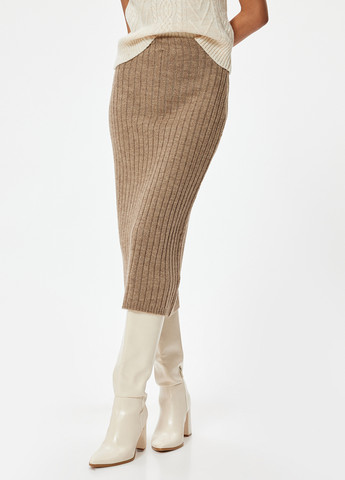 Светло-коричневая кэжуал меланж юбка KOTON карандаш