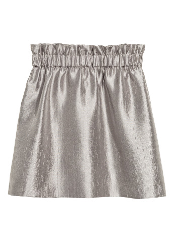 Серебристая кэжуал однотонная юбка H&M клешированная