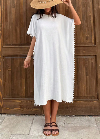 Белое кэжуал платье платье-футболка SHEIN однотонное