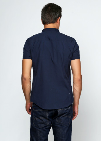 Темно-синяя кэжуал рубашка однотонная Яavin с коротким рукавом