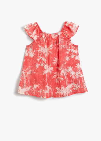 Светло-красная с рисунком блузка KOTON летняя