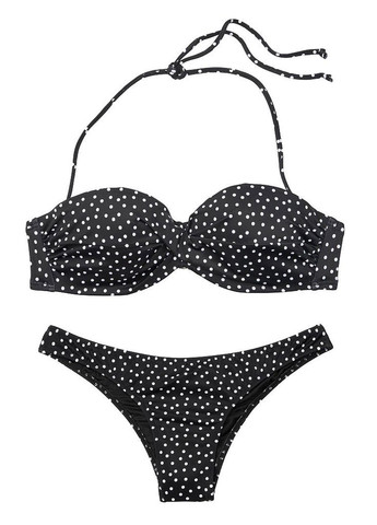 Черно-белый летний купальник (лиф, трусы) бикини, раздельный Victoria's Secret
