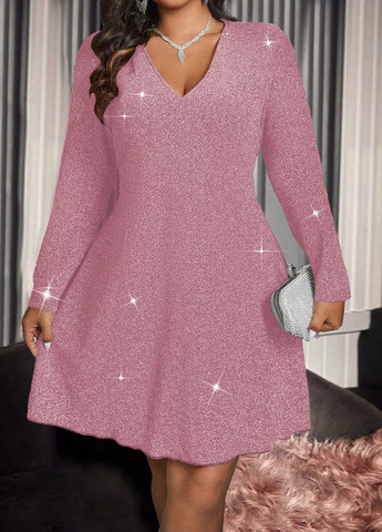 Світло-рожева святковий, коктейльна сукня кльош SHEIN однотонна