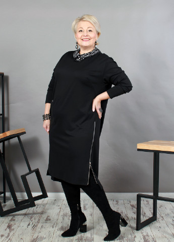 Черное кэжуал платье Nadin однотонное