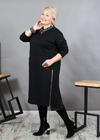 Черное кэжуал платье Nadin однотонное