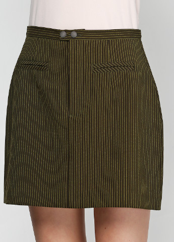 Оливковая (хаки) кэжуал в полоску юбка No Brand мини