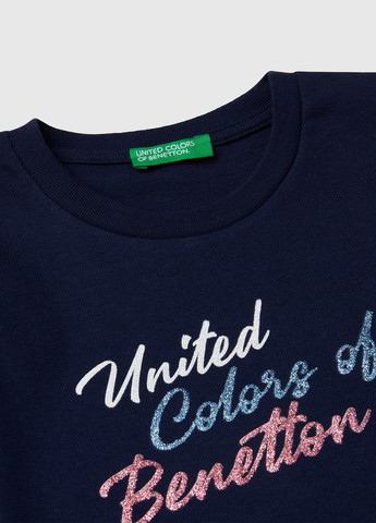Темно-синий демисезонный кэжуал лонгслив United Colors of Benetton с логотипом