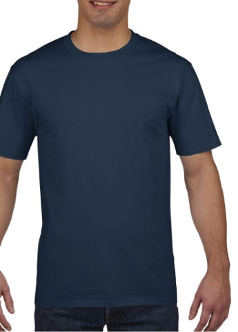 Темно-синяя футболка базовая хлопковая тёмно-синяя Gildan Premium Cotton
