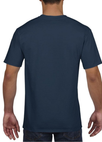 Темно-синяя футболка базовая хлопковая тёмно-синяя Gildan Premium Cotton