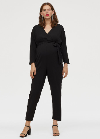 Комбинезон для беременных H&M комбинезон-брюки однотонный чёрный кэжуал полиэстер