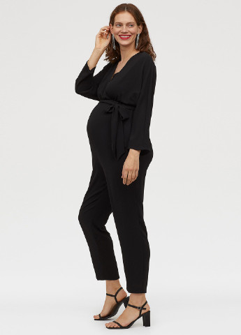 Комбінезон для вагітних H&M комбінезон-брюки однотонний чорний кежуал поліестер