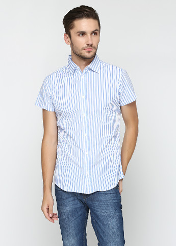 Светло-синяя кэжуал рубашка в полоску BLTD с коротким рукавом