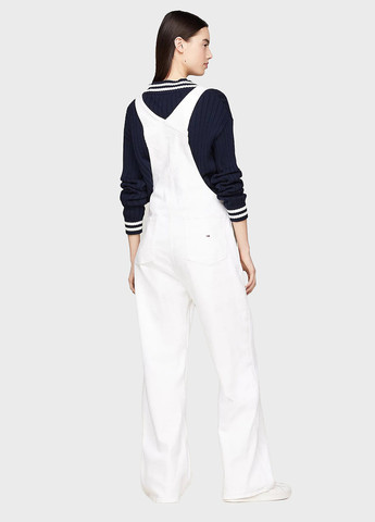 Комбинезон Tommy Jeans комбинезон-брюки однотонный белый денил хлопок