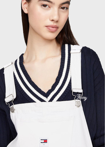 Комбинезон Tommy Jeans комбинезон-брюки однотонный белый денил хлопок