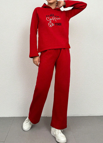 Вишневая всесезон пижама (реглан, брюки) реглан + брюки SHEIN