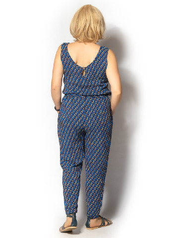 Комбинезон LibeAmore комбинезон-брюки геометрический синий кэжуал хлопок, штапель
