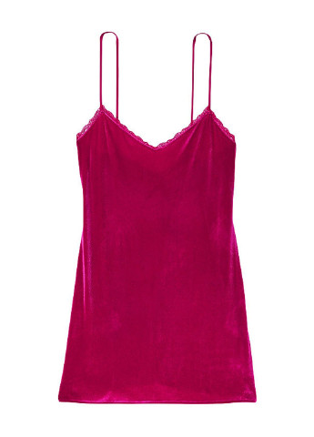 Нічна сорочка Victoria's Secret однотонна темно-рожева домашня поліестер, велюр