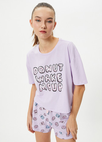 Светло-лиловая всесезон пижама (футболка, шорты) футболка + шорты KOTON