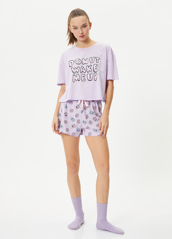 Светло-лиловая всесезон пижама (футболка, шорты) футболка + шорты KOTON
