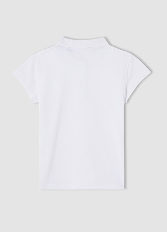 Белая детская футболка-поло для девочки DeFacto
