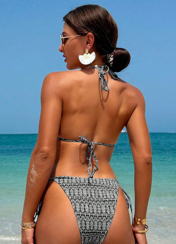 Черно-белый летний купальник (лиф, трусики) раздельный SHEIN