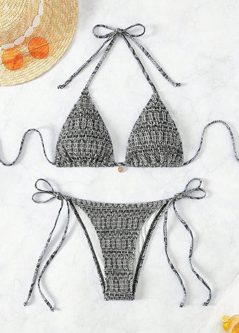 Черно-белый летний купальник (лиф, трусики) раздельный SHEIN