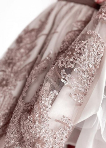 Бежева вечірня плаття з спідницею-сонце FashionYouWant з квітковим принтом