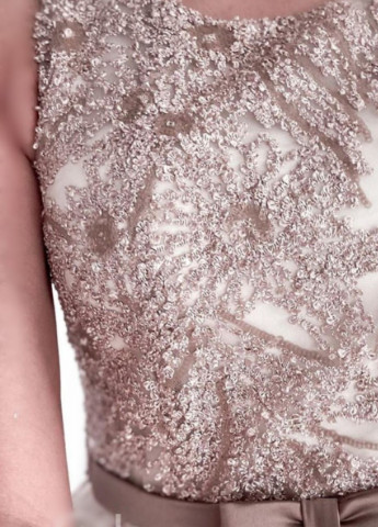 Бежева вечірня плаття з спідницею-сонце FashionYouWant з квітковим принтом