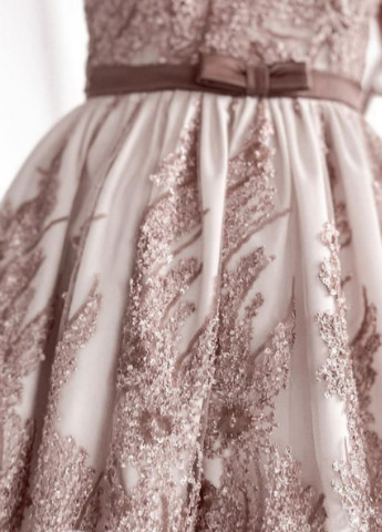 Бежева вечірня плаття з спідницею-сонце FashionYouWant з квітковим принтом