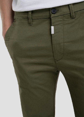 Оливковые кэжуал демисезонные укороченные брюки Replay