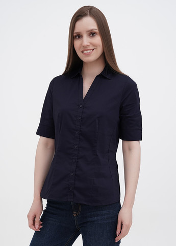 Темно-синяя кэжуал рубашка однотонная Orsay