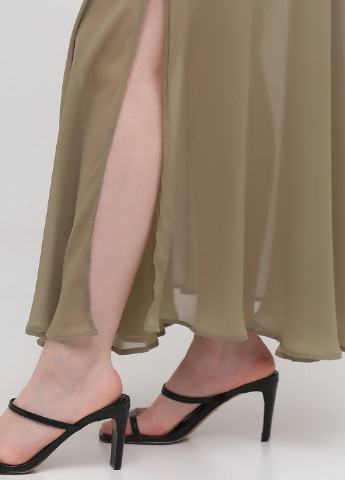 Оливковая (хаки) кэжуал однотонная юбка Vero Moda клешированная