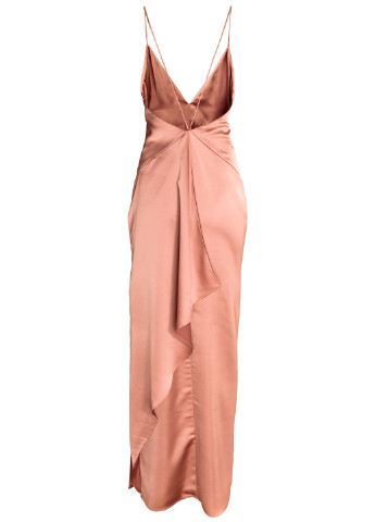 Коричневое коктейльное платье с открытой спиной H&M однотонное