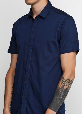 Темно-синяя кэжуал рубашка однотонная Cedar Wood State с коротким рукавом