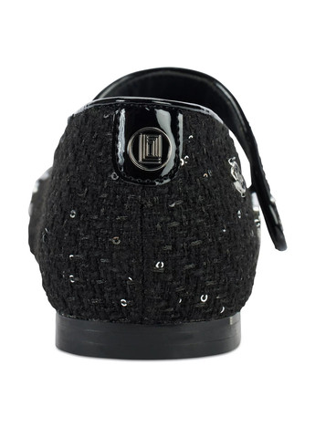 Жіночі балетки Karl Lagerfeld | чорні однотонні паєтки, логотип текстиль (335265463)