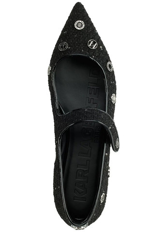 Жіночі балетки Karl Lagerfeld | чорні однотонні паєтки, логотип текстиль (335265463)