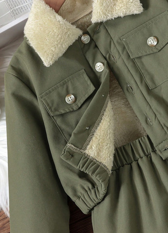 Оливковий (хакі) демісезонний комплект (куртка, спідниця) SHEIN