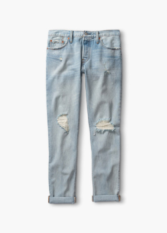 Джинси Levi's бойфренди однотонні блакитні джинсові бавовна
