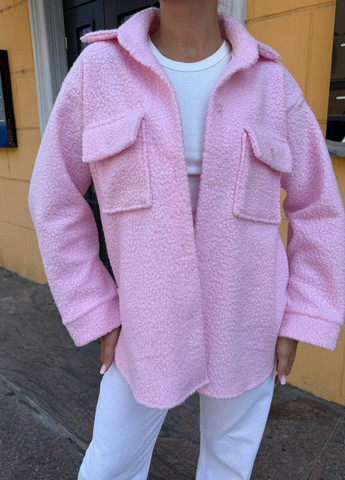 Бледно-розовая кэжуал рубашка однотонная No Brand